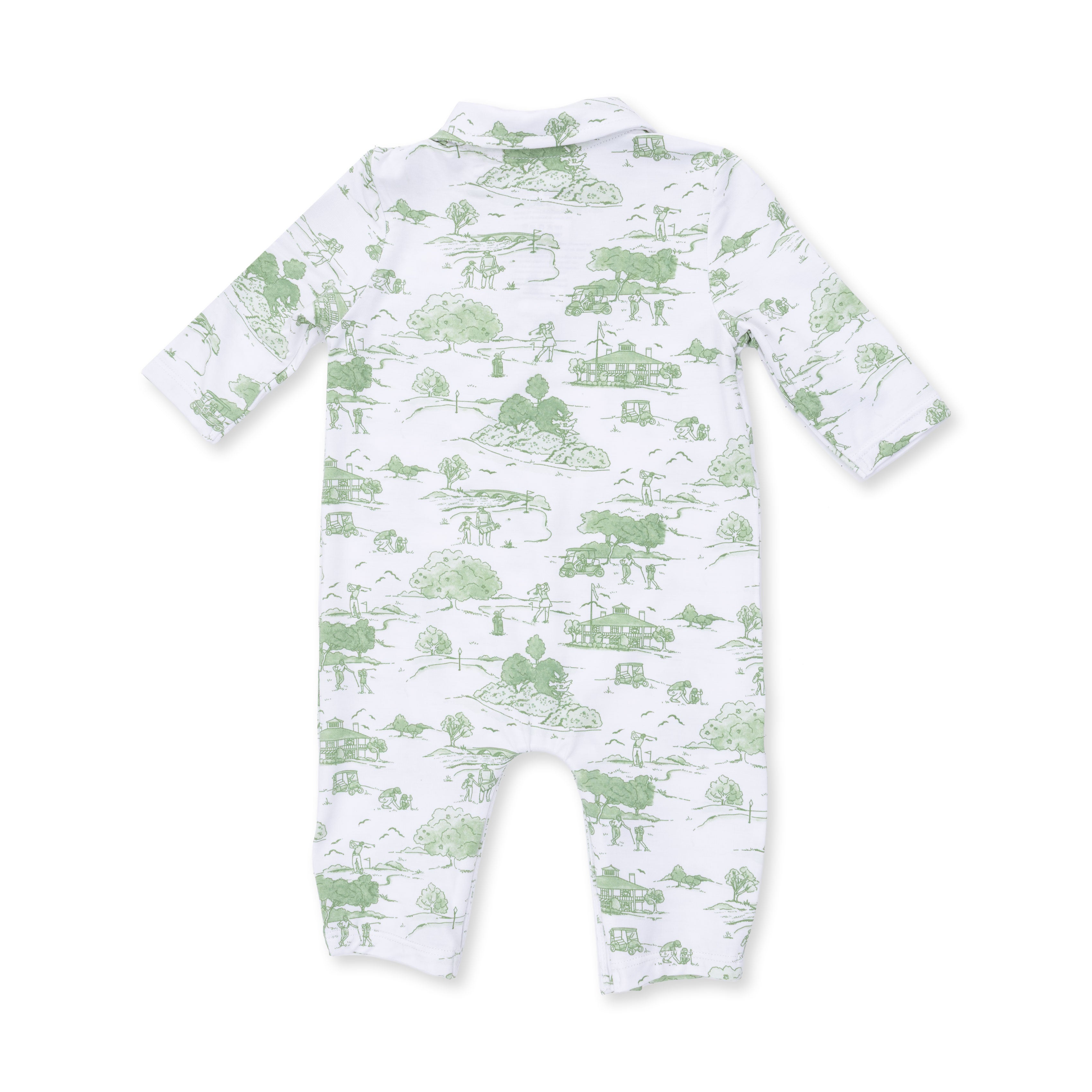Angel Dear | Golf Toile Green Polo Romper
