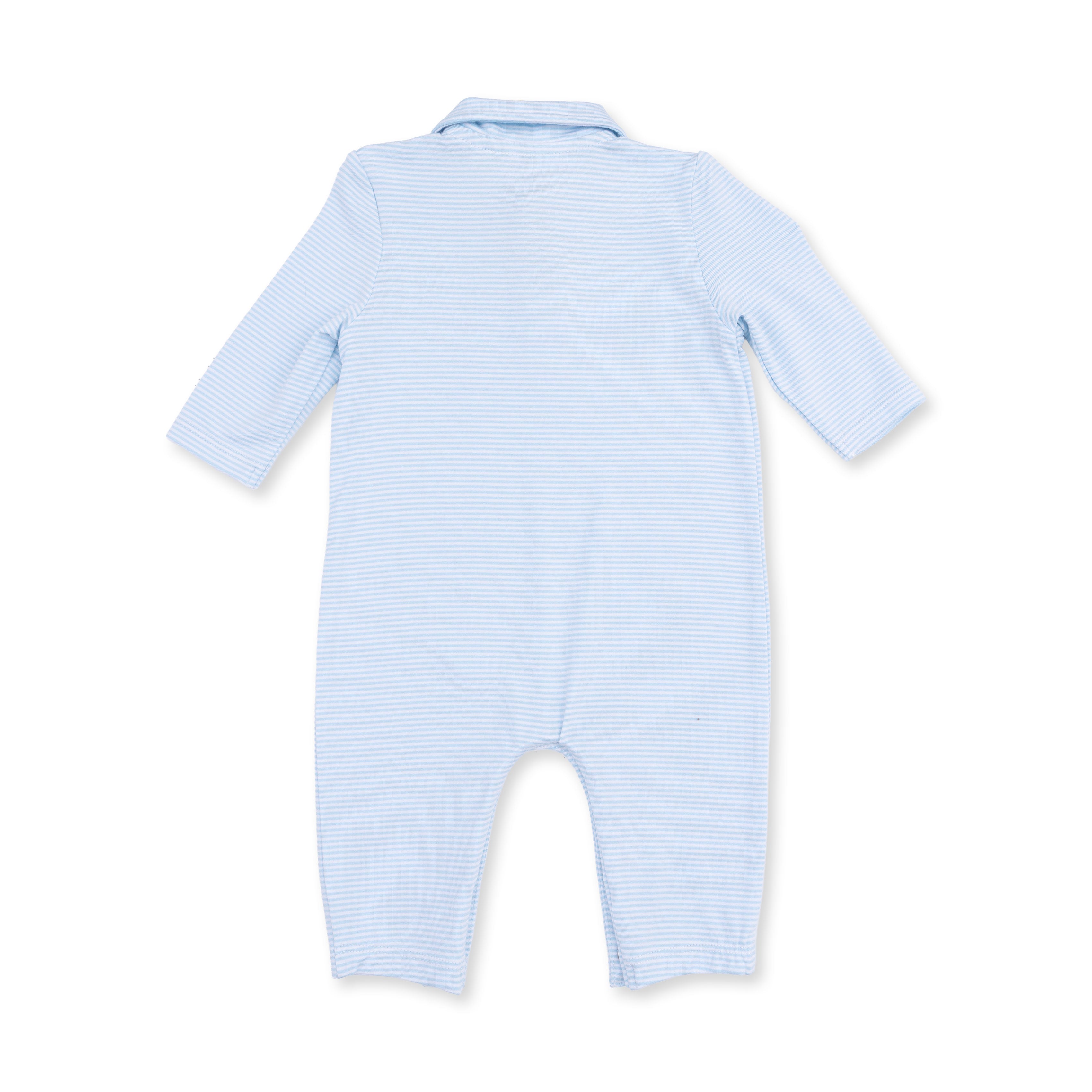 Angel Dear | Football Blue Micro Stripe Polo Romper