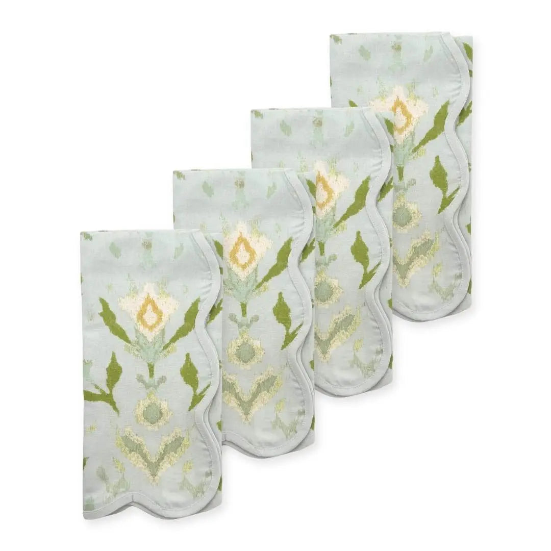 Petal Garden Aqua Scalloped Dinner Napkins