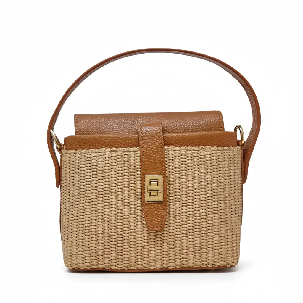 Tess Rattan Leather Crossbody Purse