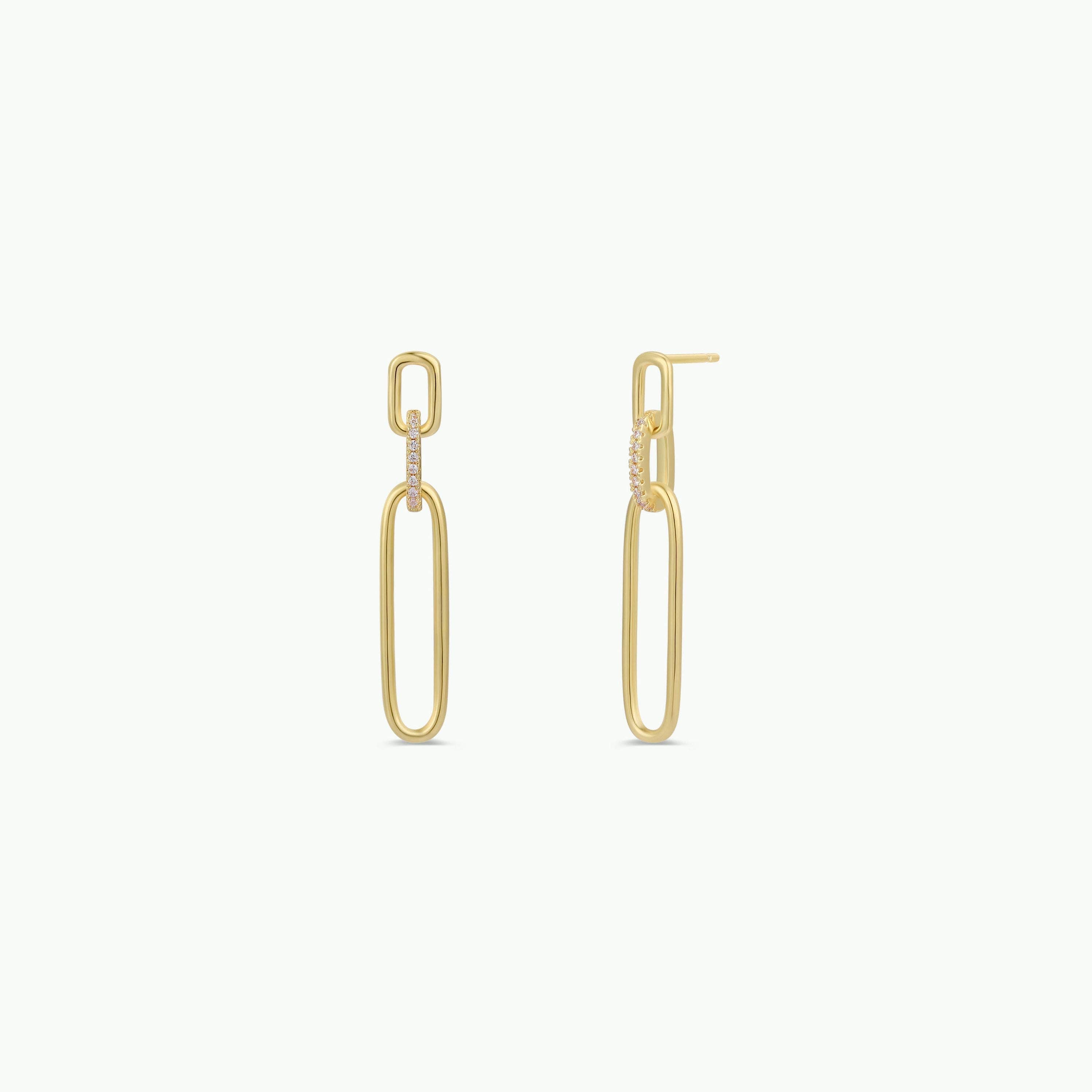 Pave Link Drop - Gold Earrings