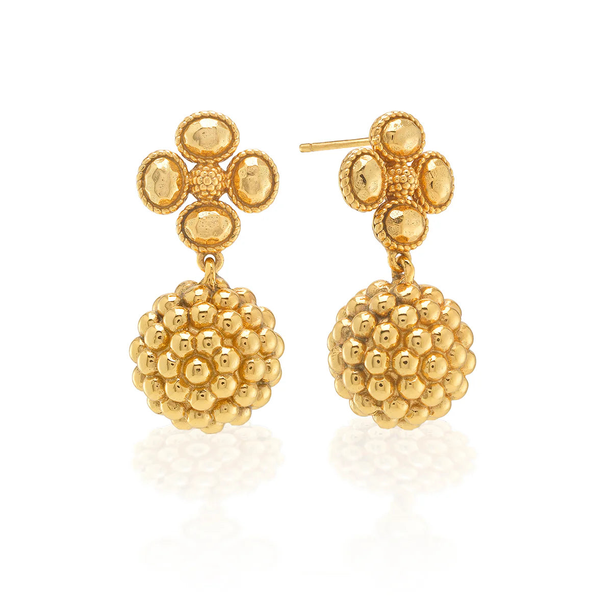 Berry Clover Drop Earrings - Gold