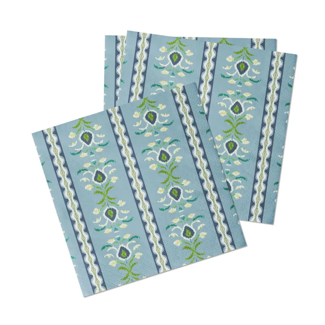 Rosemary Stripe French Blue Cocktail Napkins
