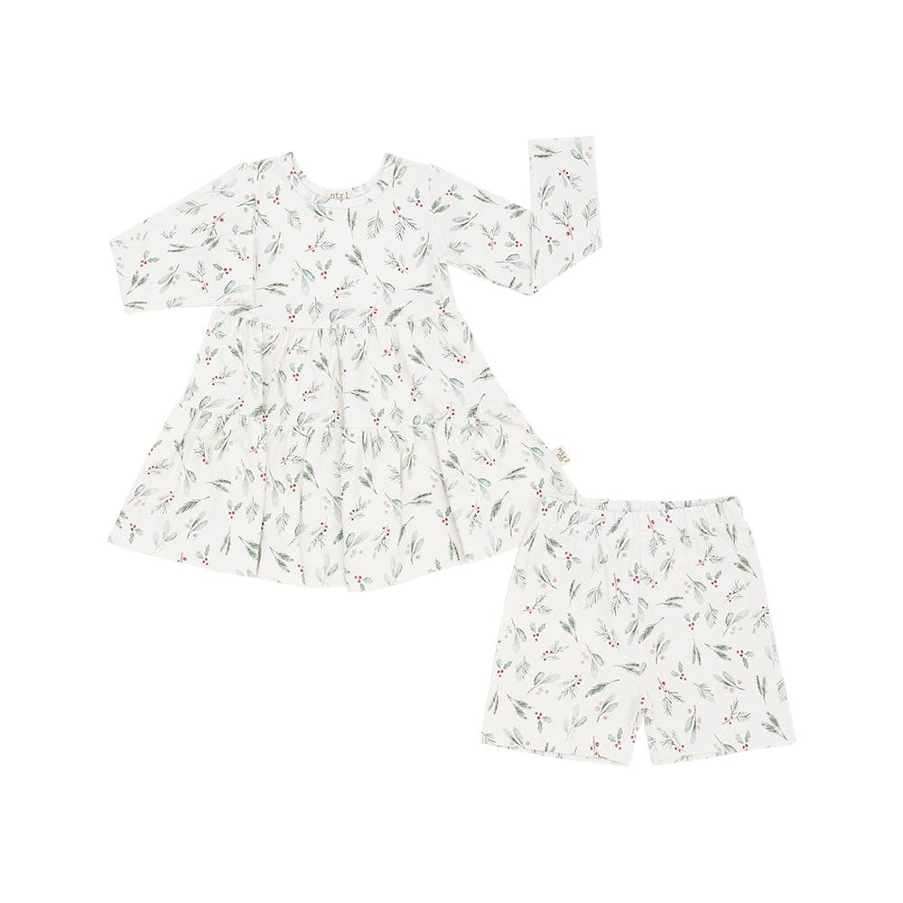 Holly Days Long Sleeve Twirl Dress w/Biker Short