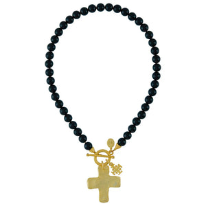 Susan Shaw | Double Cross Onyx Necklace