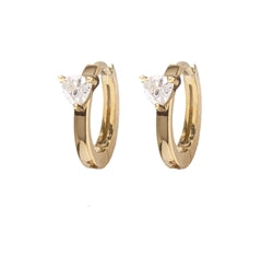 CAI | Gold Plated Sterling Silver Cubic Zirconia Heart Huggie Earrings