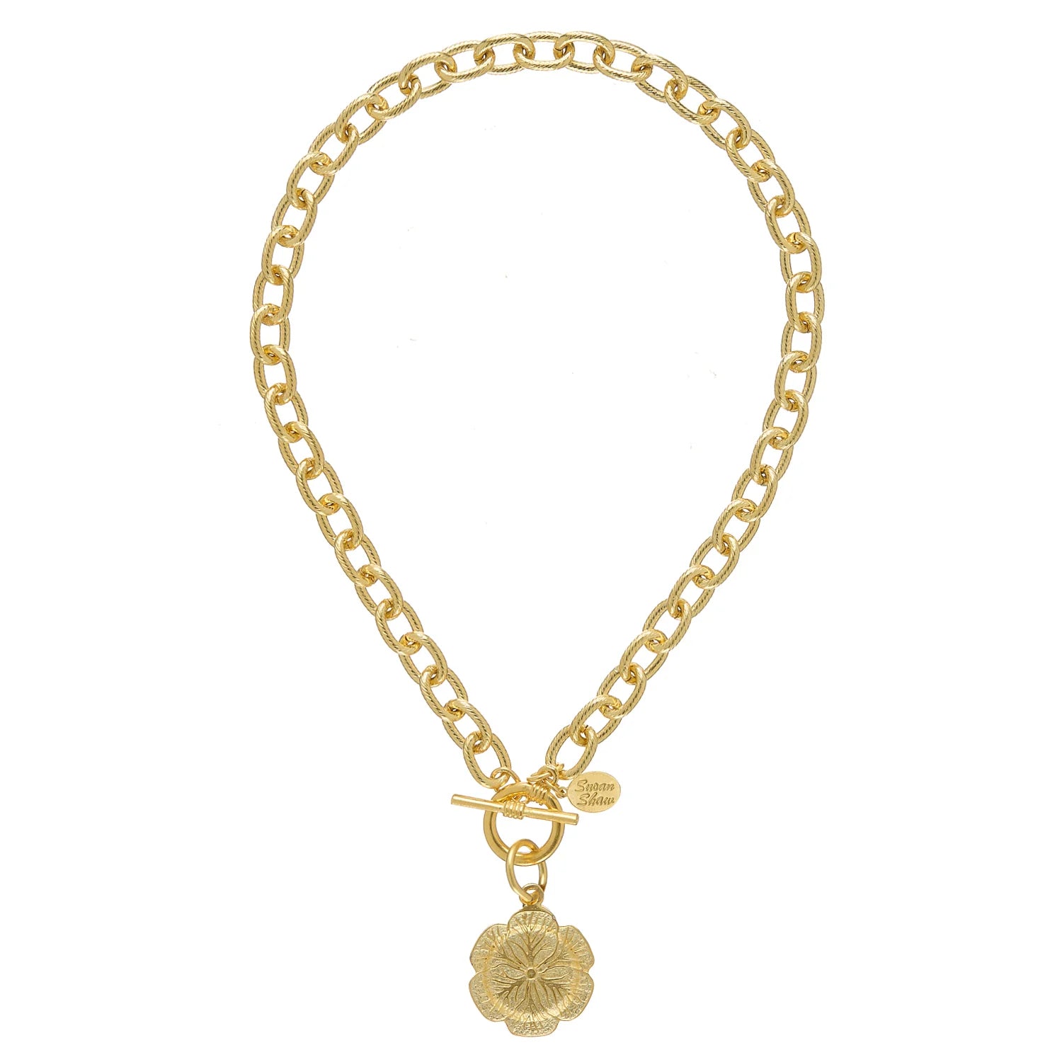 Susan Shaw | Gold Cabbage Plate Toggle Necklace 16"