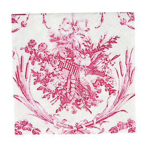 Caspari | Romantic Toile Rose Cocktail Napkin