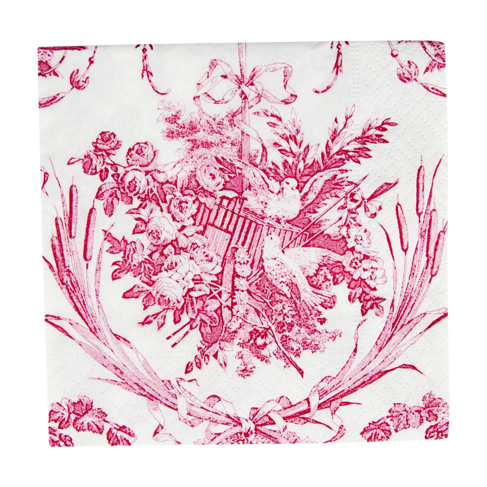 Caspari | Romantic Toile Rose Cocktail Napkin