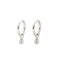 CAI | Silver Teardrop Sparkle Huggie Hoop Earring