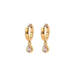 CAI | Sparkle Huggie Hoop Earrings - Gold