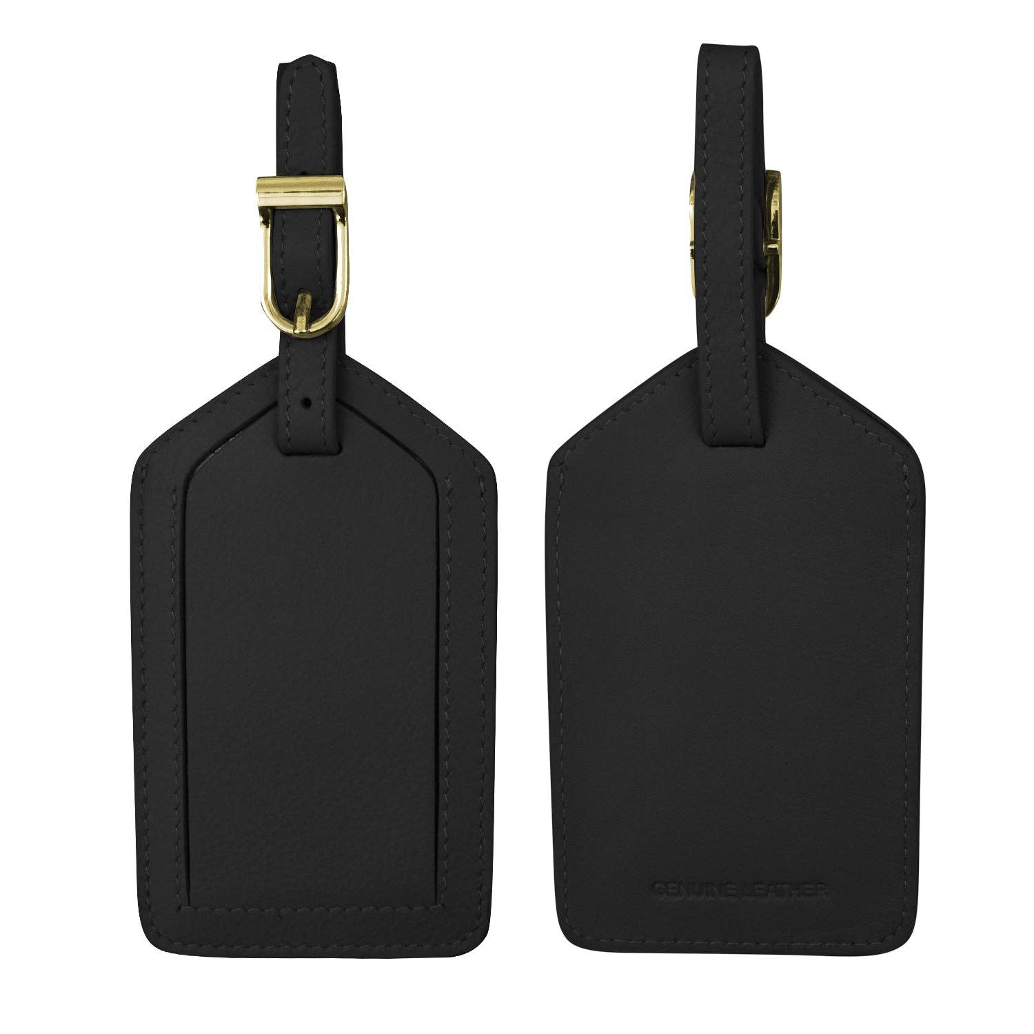 LEATHER LUGGAGE TAG W/ GOLD BUCKLE