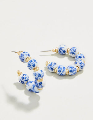 Spartina 449 | Annabelle Beaded Hoop Earrings Blue Flowers