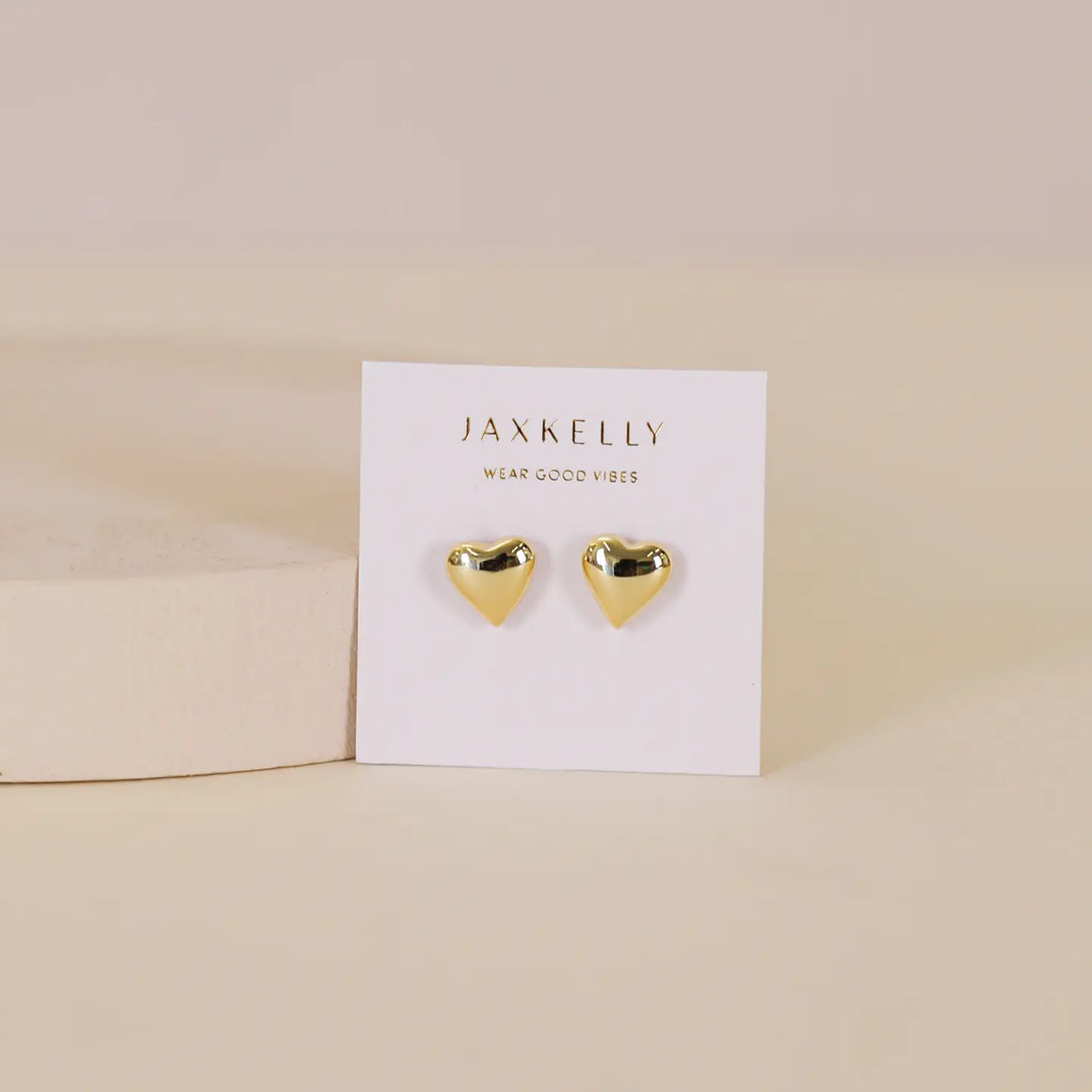 JAXKELLY | Puffed Gold Heart Earrings