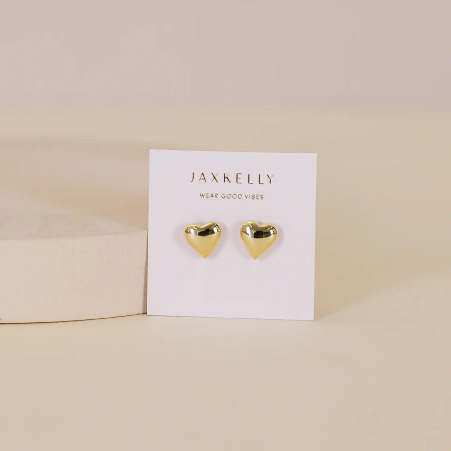 JAXKELLY | Puffed Gold Heart Earrings