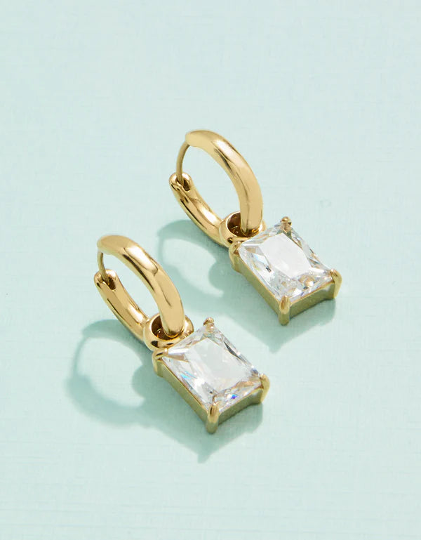 Spartina | Emerald Drop Convertible Hoop Earrings Cubic Zirconia