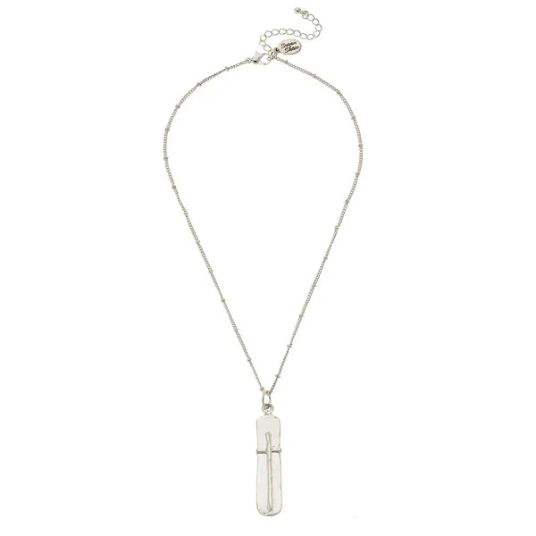 Susan Shaw | Dainty Bar Cross Necklace