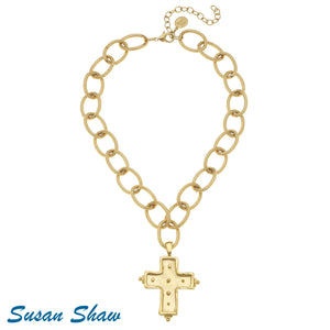 Susan Shaw | Dotted Cross Gold Necklace