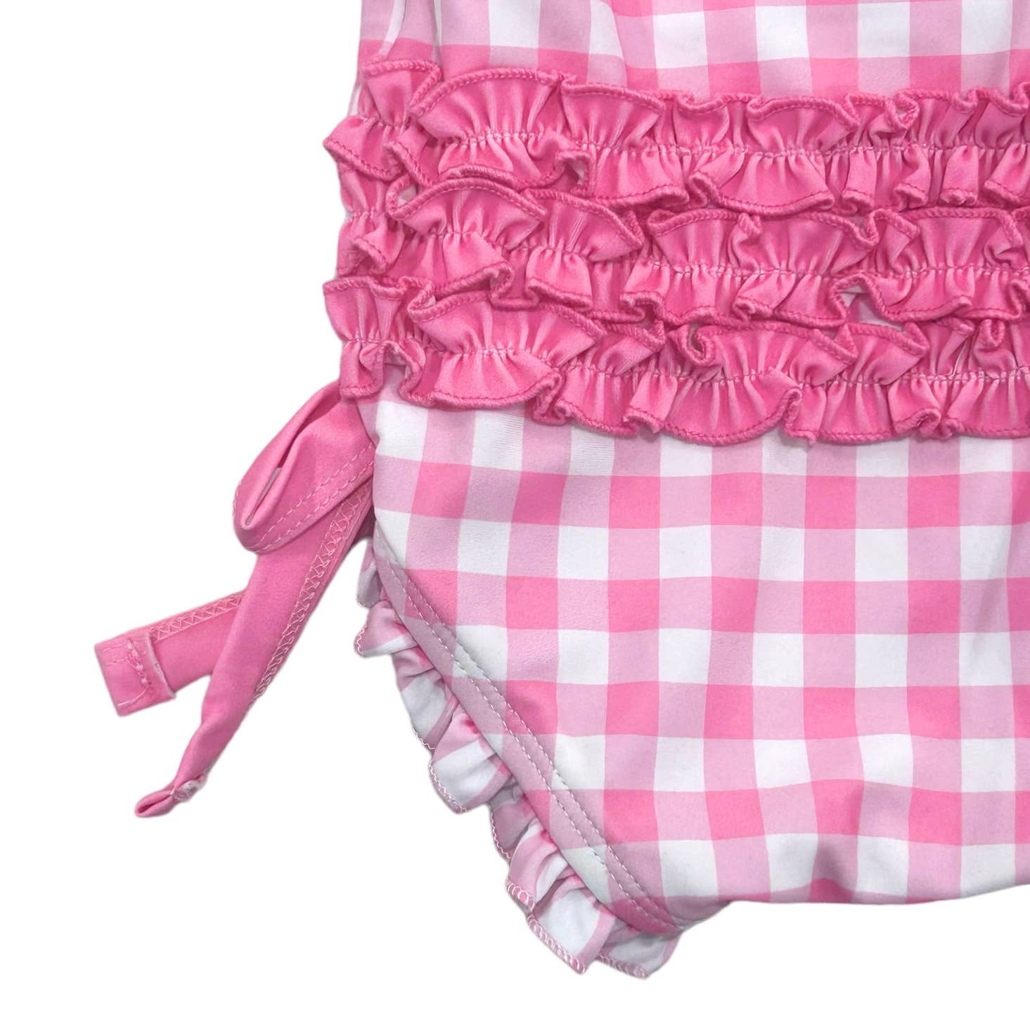 Girls One Piece Swimsuit - Pink Gingham