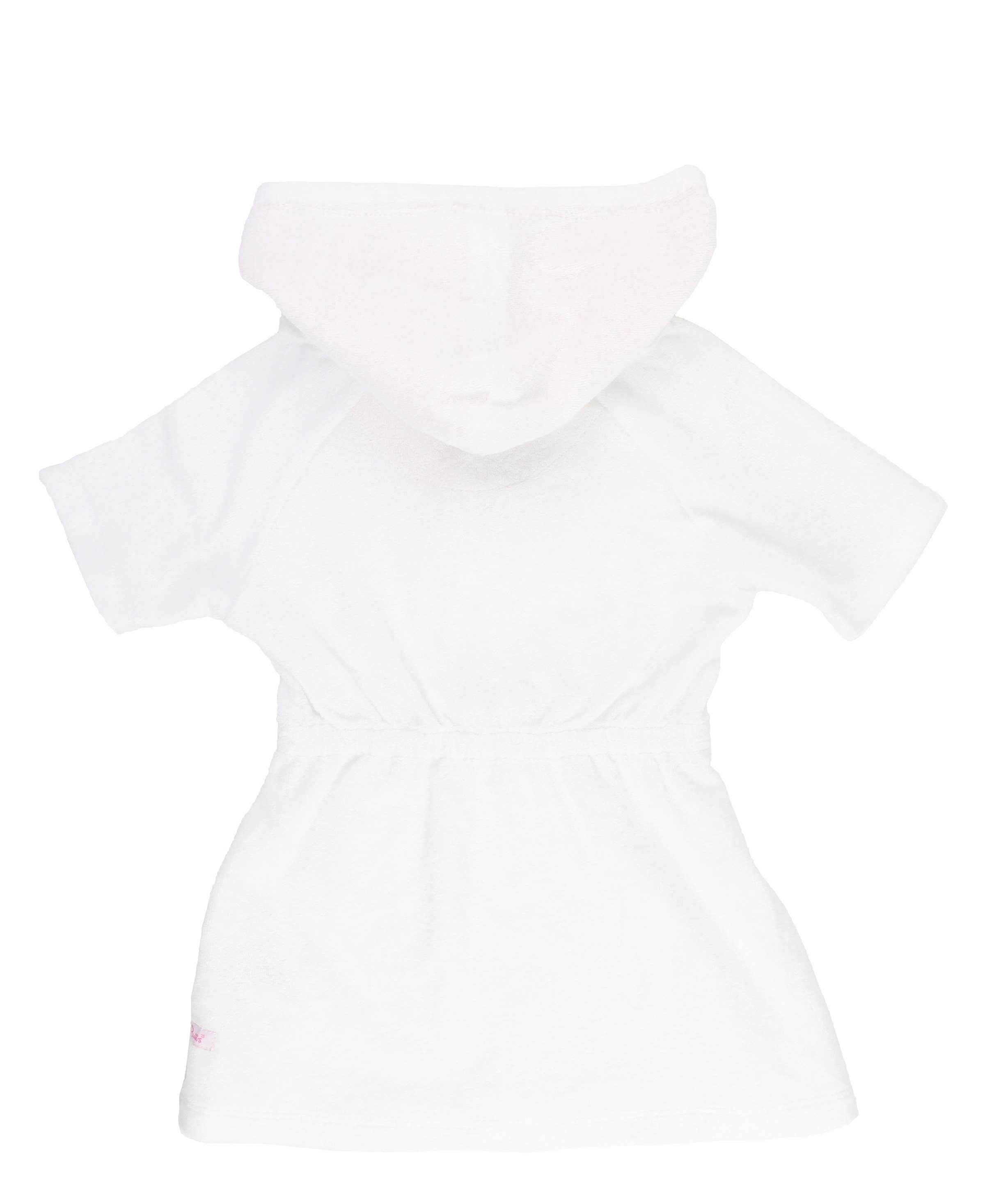 Girls White w/ Pink Seersucker Terry Swim Cover-Up
