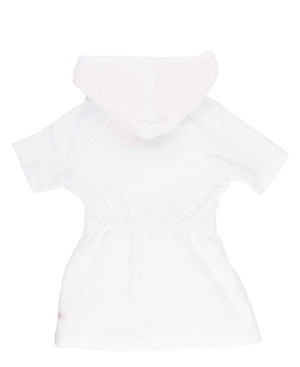 Girls White w/ Pink Seersucker Terry Swim Cover-Up