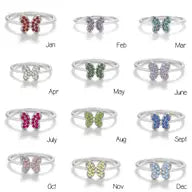Cherished Moments | Sterling Silver Butterfly Birthstone Ring