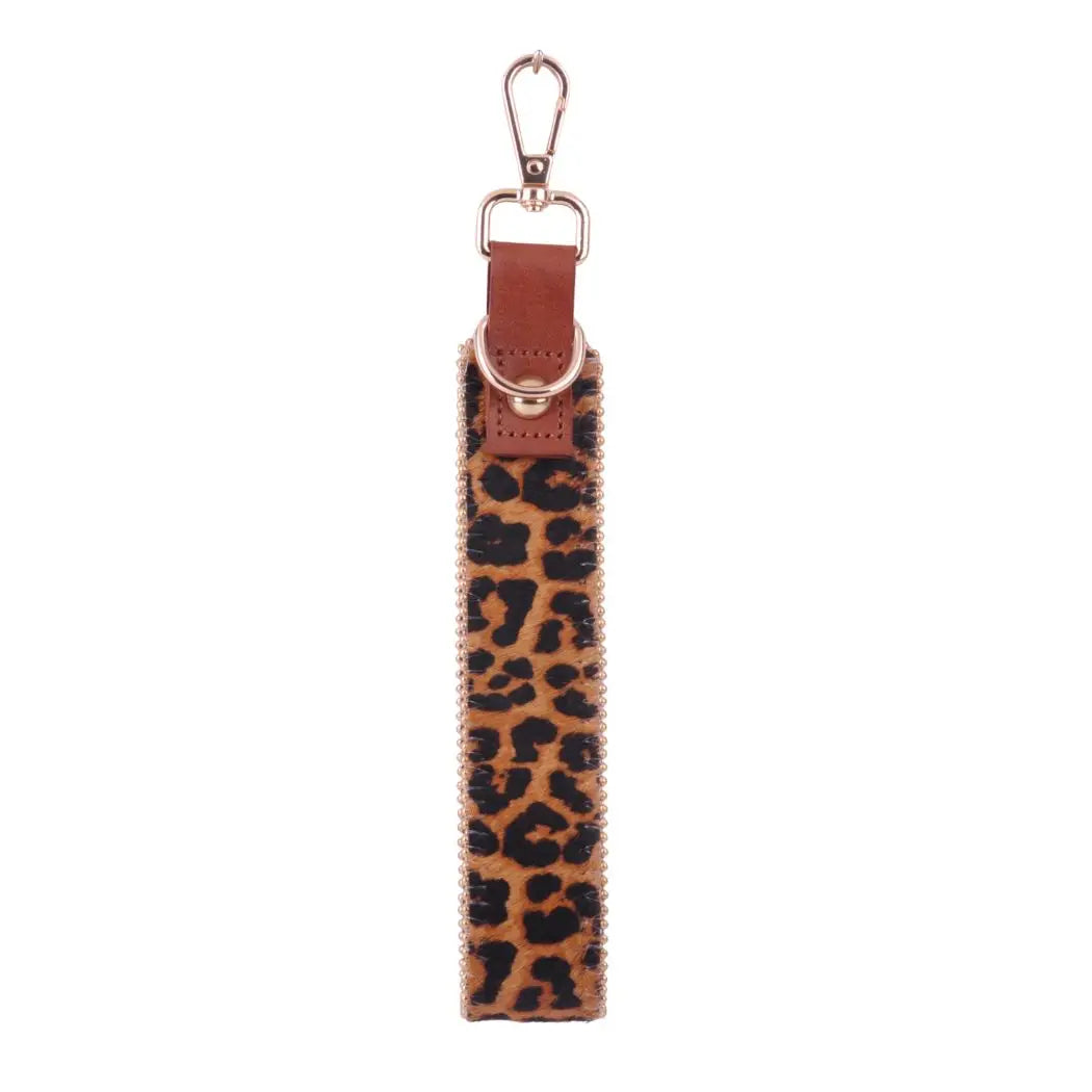 Zipper Lined Calf Hair Key Chain/Wristlet