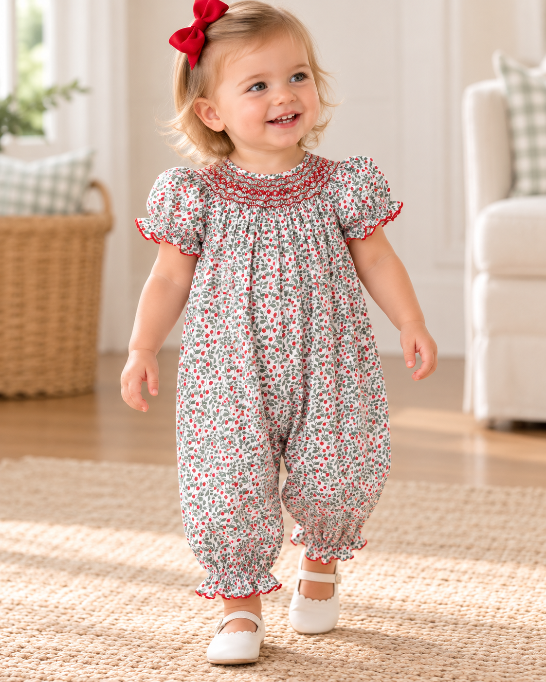 Sophia Green & Red Holiday Print Long Bishop Bubble
