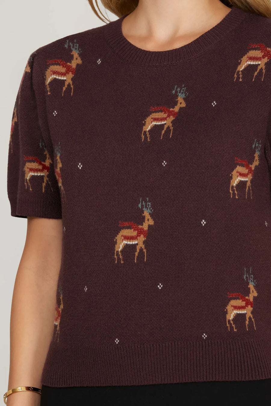 Holiday Stag/Reindeer Short Sleeve Sweater