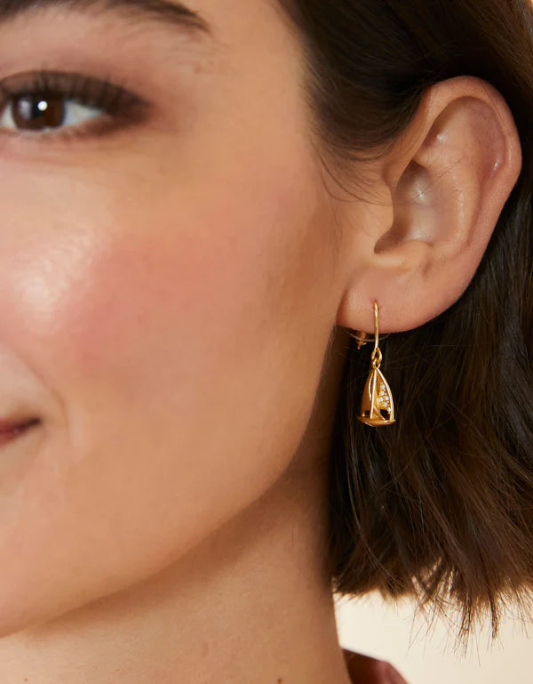 Spartina | Little Sailboat Earrings White Opal