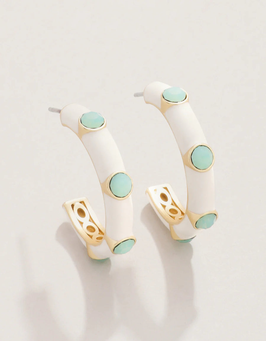 Spartina | Clara Gem Hoop Earrings Sea Foam/Cream