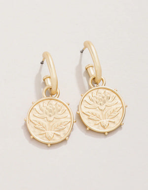 Spartina | Lotus Drop Hoop Earrings Gold