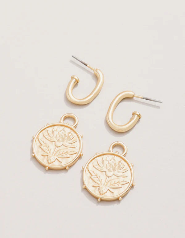 Spartina | Lotus Drop Hoop Earrings Gold