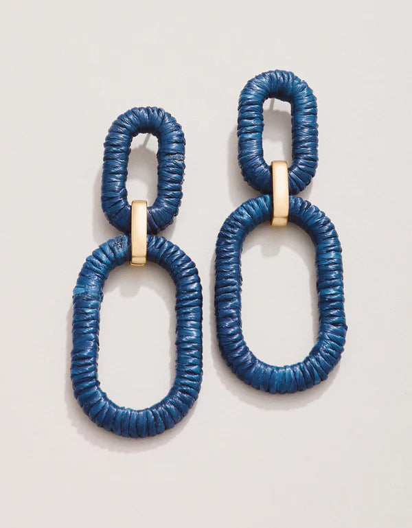 Spartina | Straw Link Earrings Navy