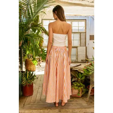 Orange & White Striped Gaucho Pants