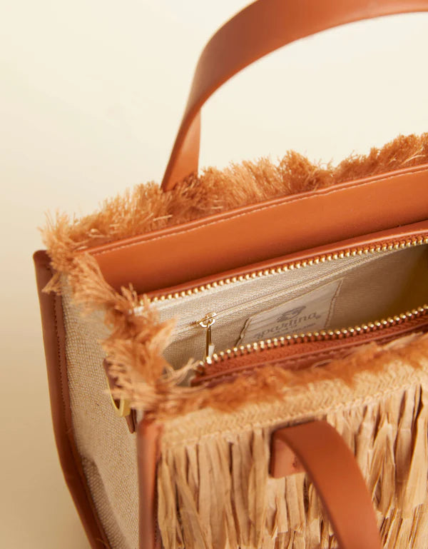 Spartina | Raffia Fringe Dune Satchel Nutmeg from Spartina