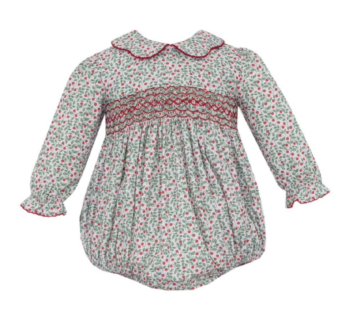 Sophia Green & Red Holiday Print Long Sleeve Short Bubble
