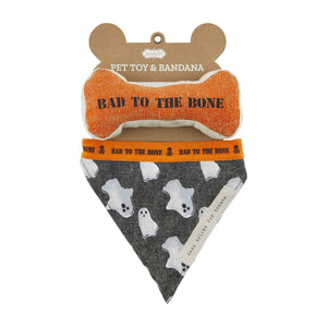 Dog Halloween Bandana and Bone Toy Set