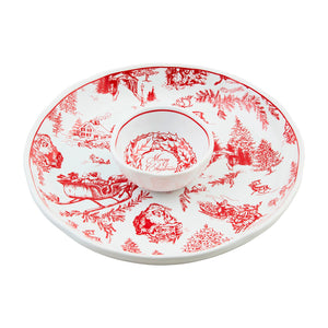 MudPie | Holiday Toile Chip & Dip Set