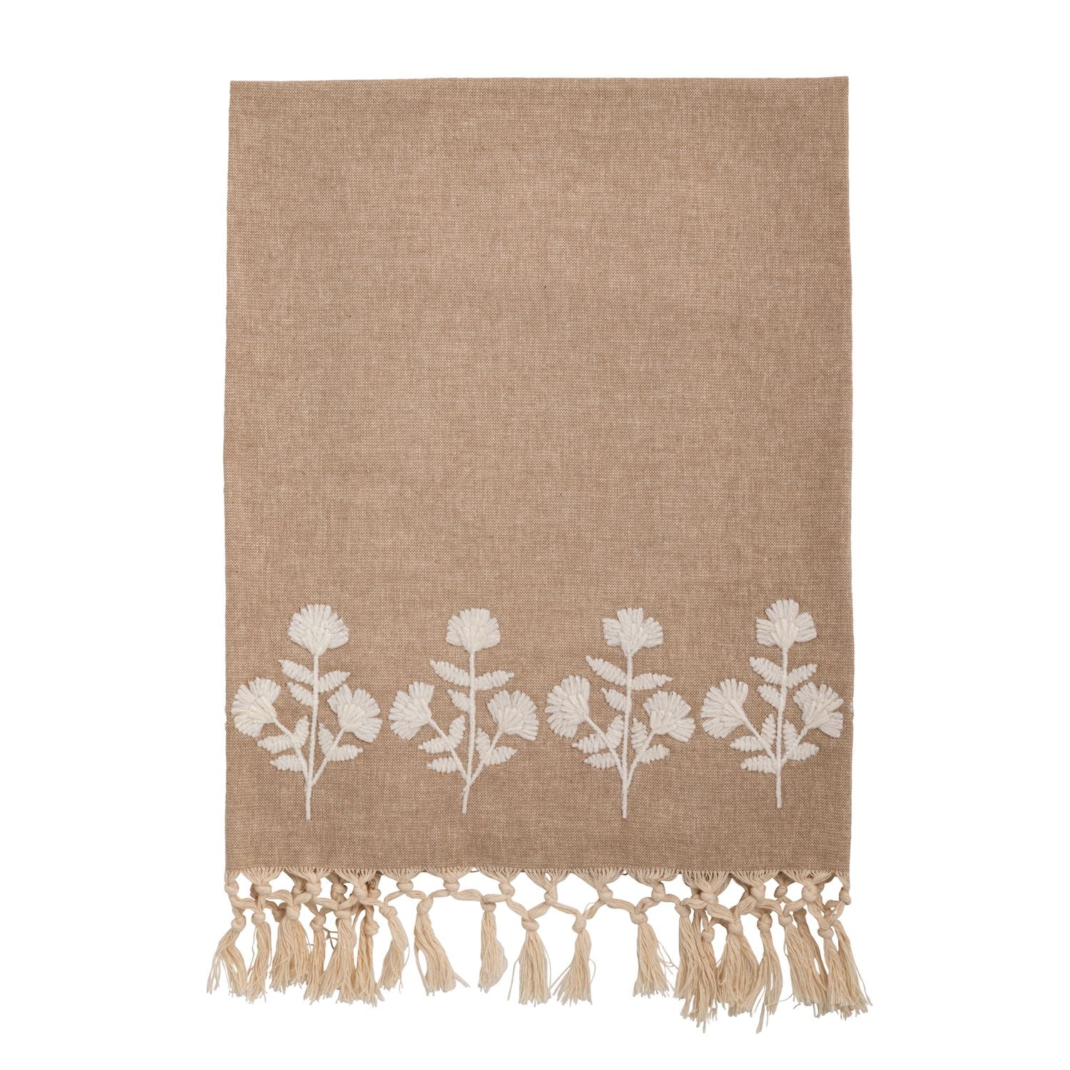 Botanical Embroidered Hand Towel