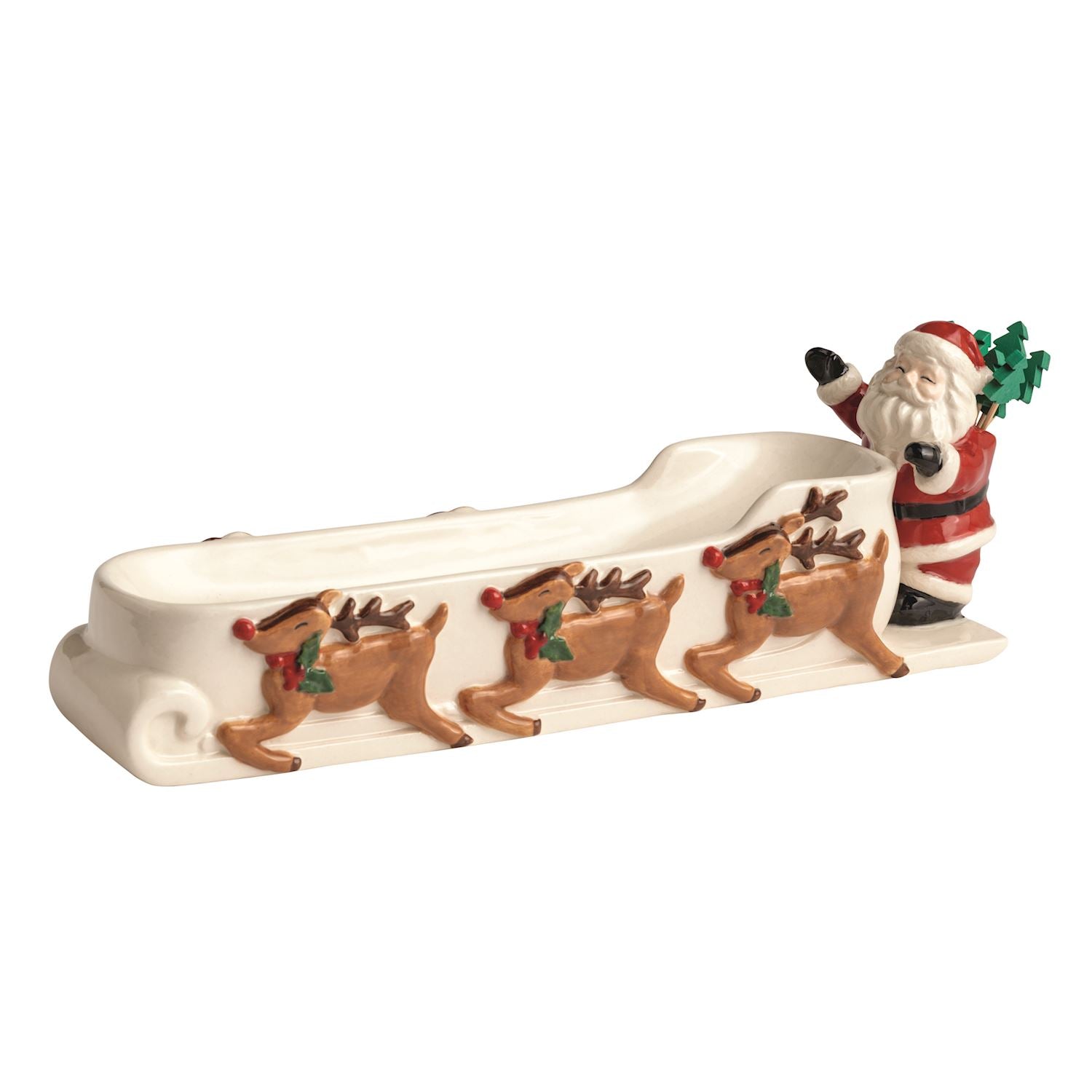 Santa Sleigh Cracker Dish with Toothpick Holder