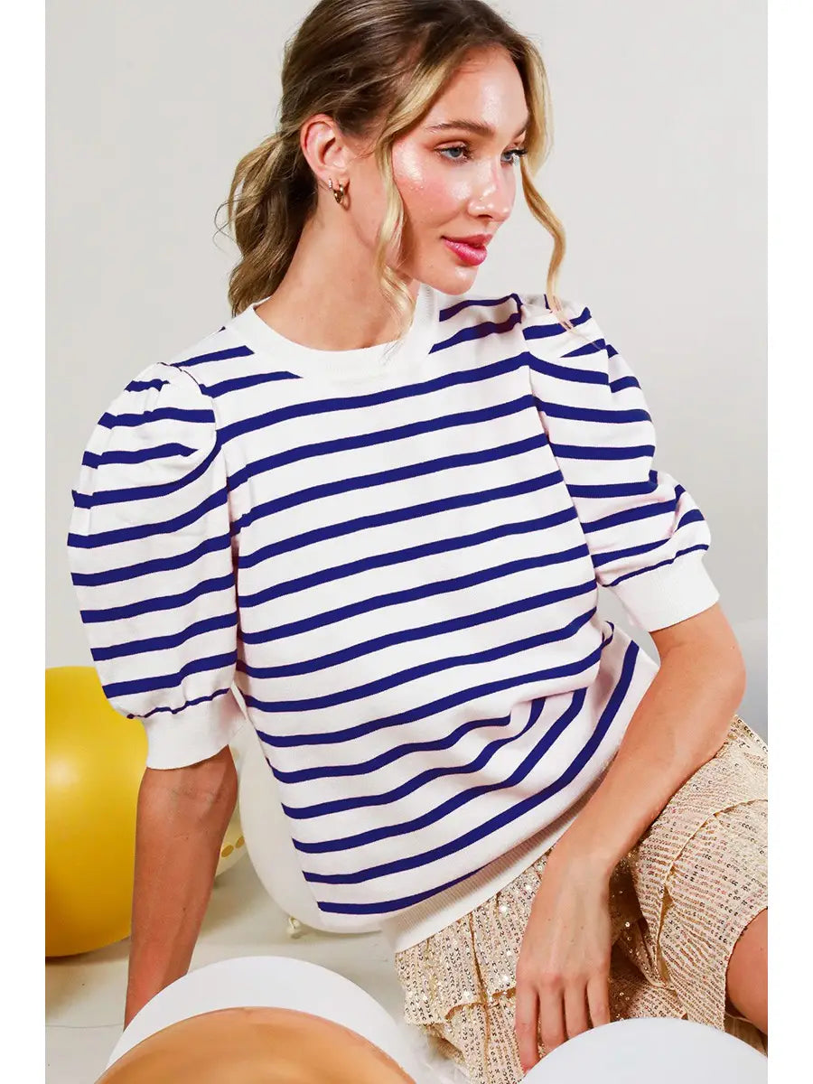 French Stripe Short Sleeve Top