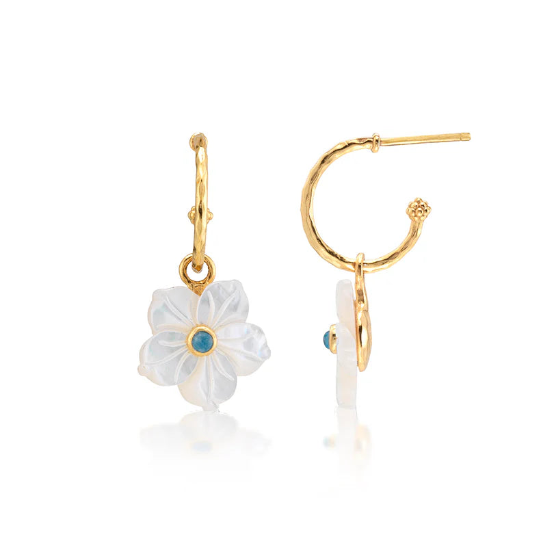 Mermaid Garden Hoop Earrings with Flower Charm
