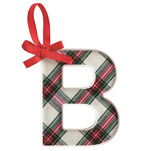 MudPie | Initial Tartan Ornaments