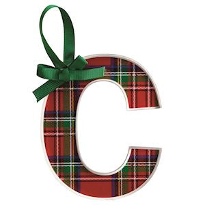 MudPie | Initial Tartan Ornaments