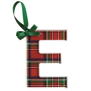 MudPie | Initial Tartan Ornaments