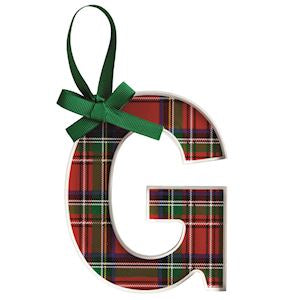 MudPie | Initial Tartan Ornaments