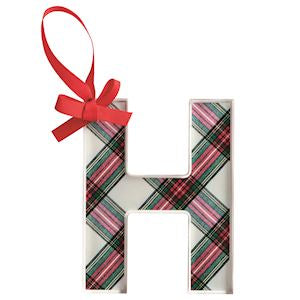MudPie | Initial Tartan Ornaments