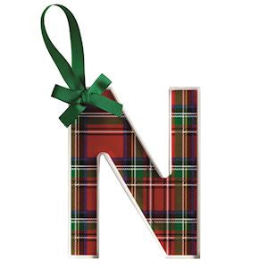 MudPie | Initial Tartan Ornaments