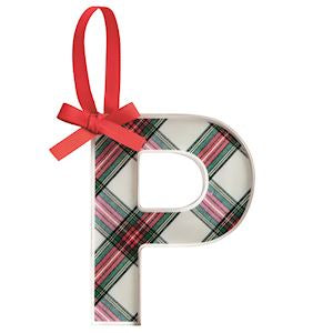 MudPie | Initial Tartan Ornaments